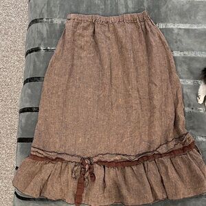 Artsy Sarah Clemens Cottagecore Linen Maxi Skirt ✨Ribbon+Tie Detail. Handmade